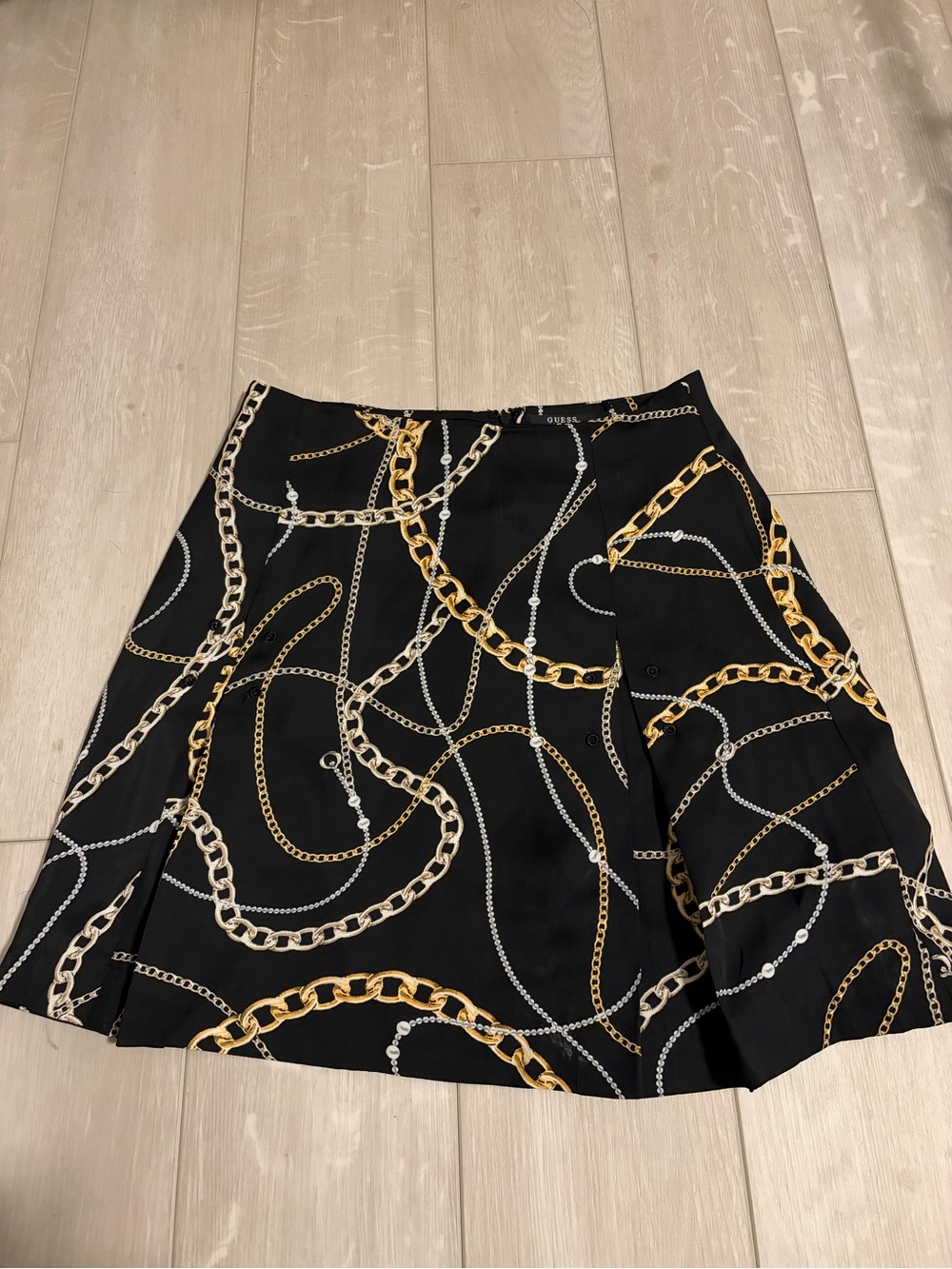 Black Chain Print A-Line Skirt
